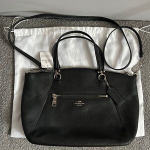 Authentic brand new with tag black leather Coach prairie satchel